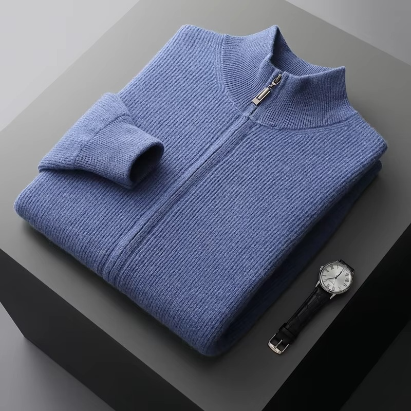 Lachlan Men's Cardigan | Stand Collar, Wool, Knit
