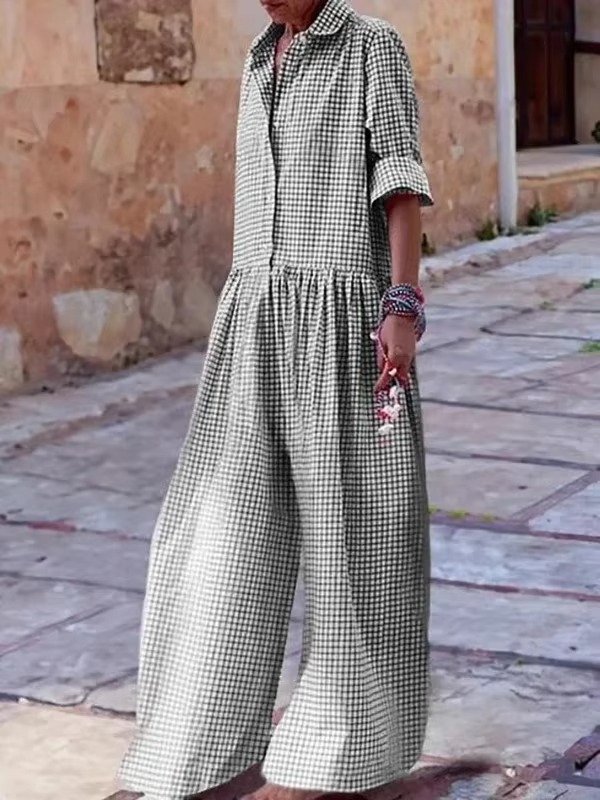 Nell Women's Wide Leg Jumpsuit - fabric and finish detail