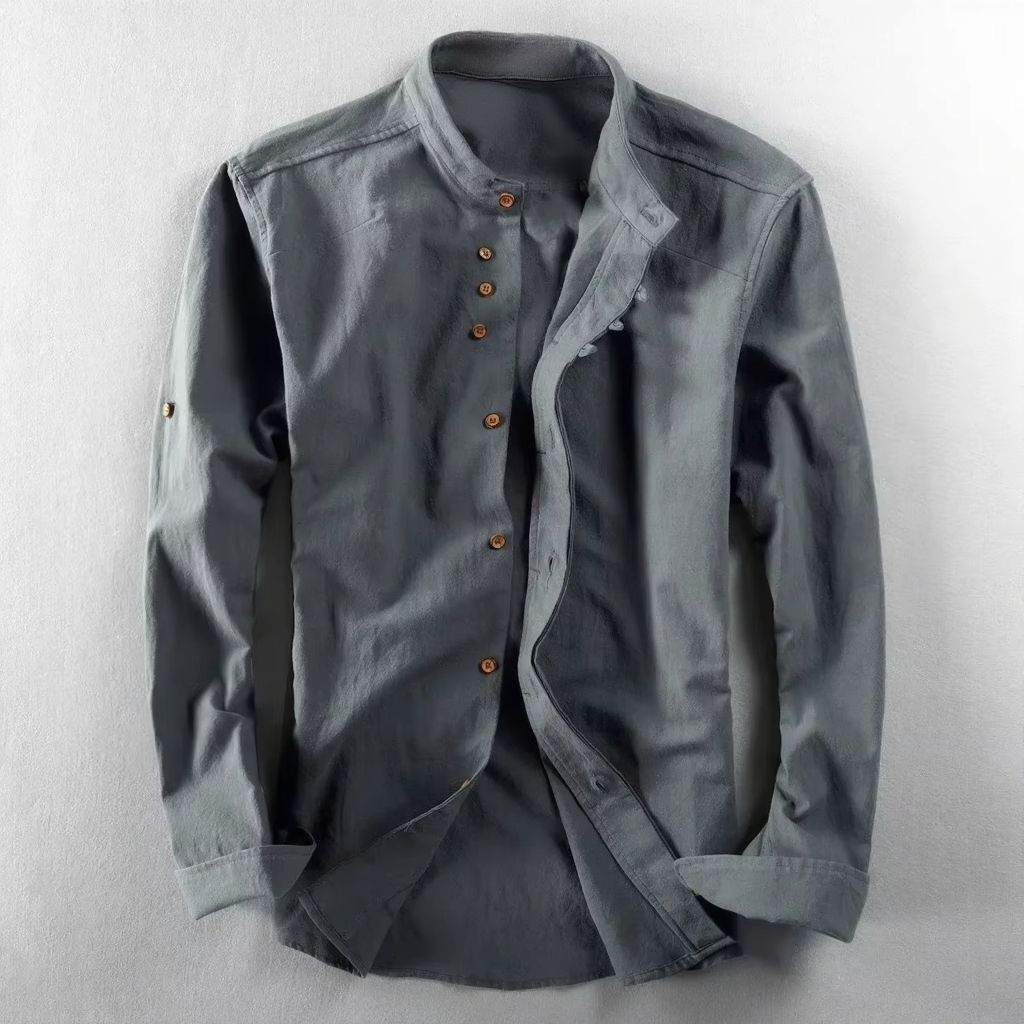 Cormac Men's Linen Shirt - fabric and finish detail