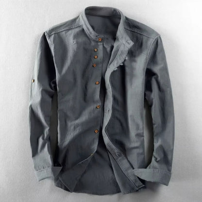 Cormac Men's Linen Shirt - fabric and finish detail