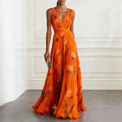Wilda Women's Floral Maxi Dress - fabric and finish detail