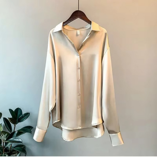 Nora Women's Satin Blouse - styled view