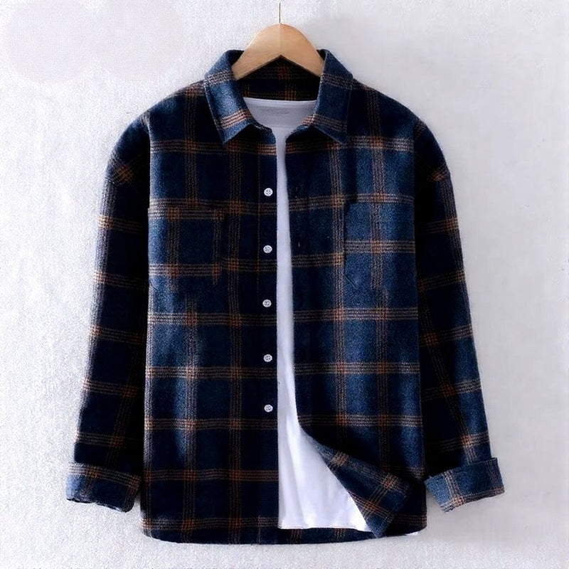 Rufus Men's Plaid Shirt - fabric and finish detail