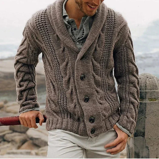 Desmond Men's Cable Knit Jacket - styled view