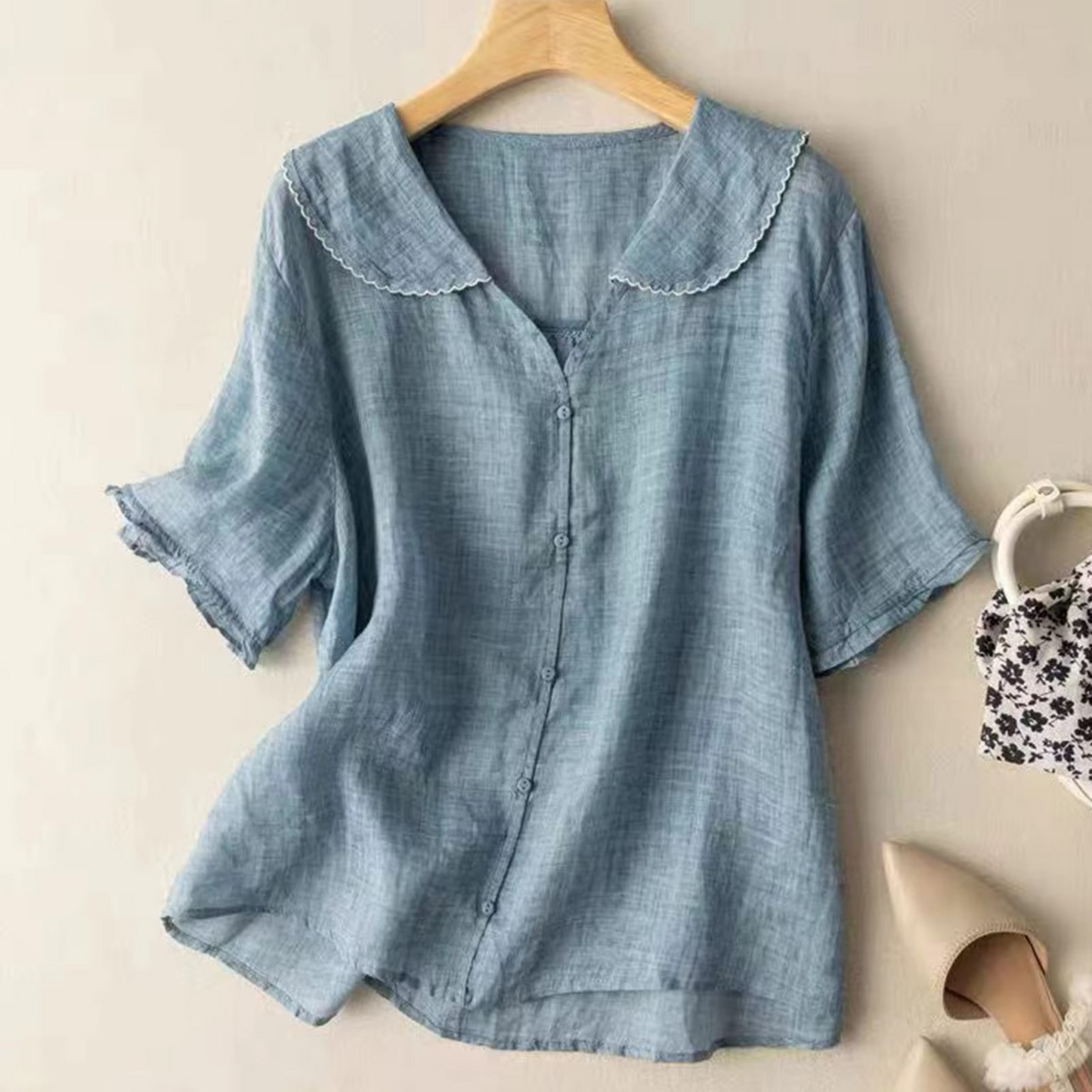 Esme Women's Linen Top - back view
