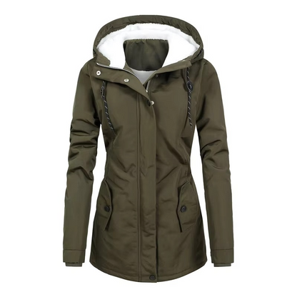 Liana Women's Hooded Parka - fabric and finish detail