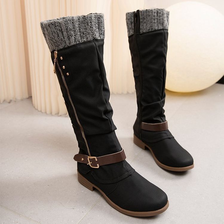 Sable Women's Knee-high Boots | Low Heel, Zip