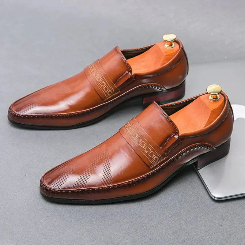 Ivor Men's Block Heel Loafers | Leather, Almond Toe