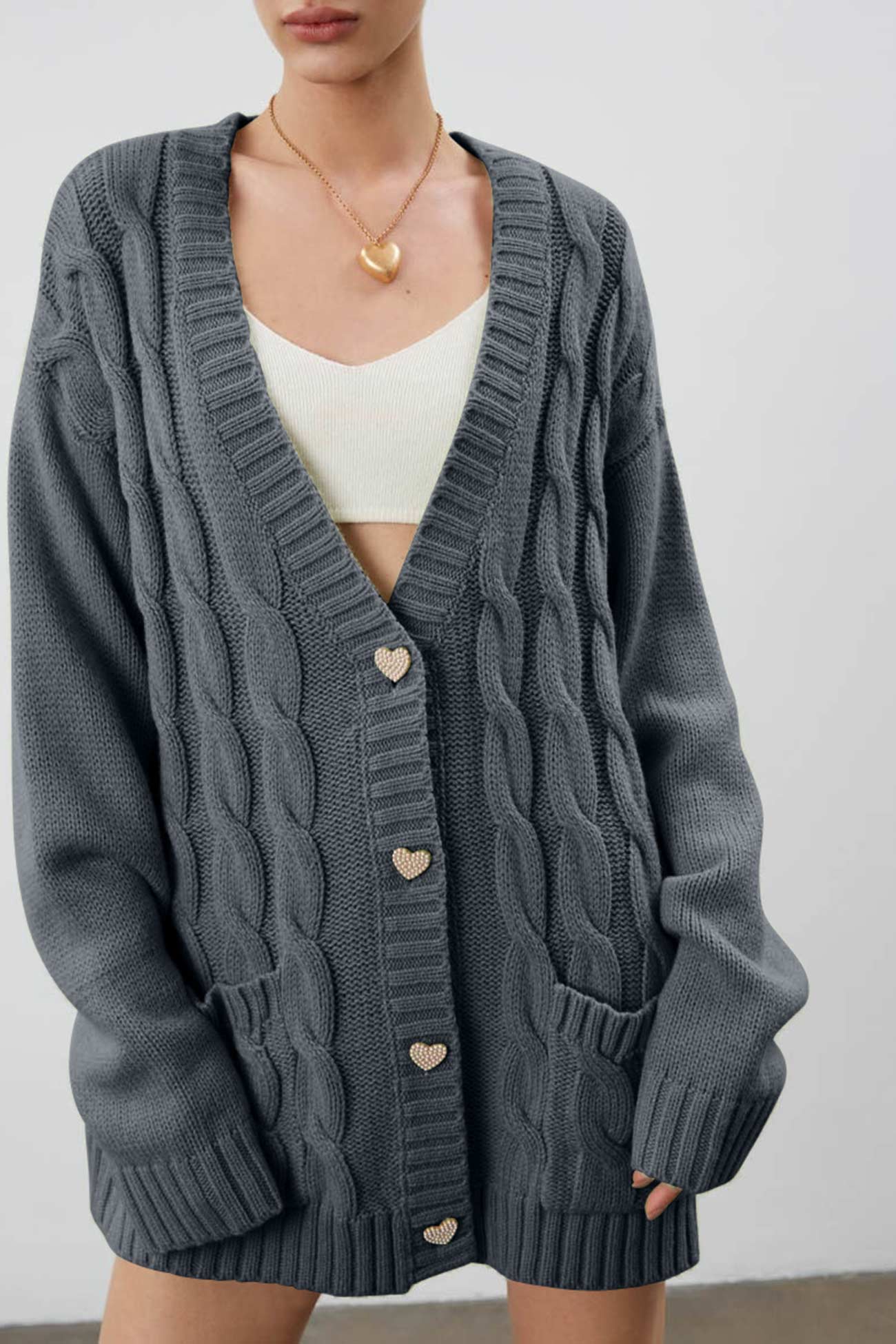 Camille Women's Oversized Cardigan - close-up detail