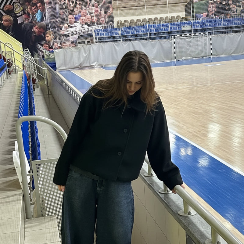 Abrigo de Lana para Mujer Sophie | Clásico de Un Solo Botón, Cuello Vintage