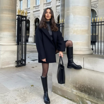 Sophie Women's Wool Coat | Classic Single Breasted, Vintage Turn-Down Collar 5