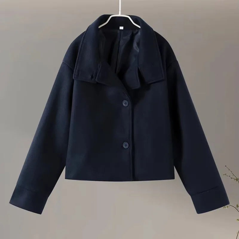 Sophie Women's Wool Coat | Classic Single Breasted, Vintage Turn-Down Collar 7