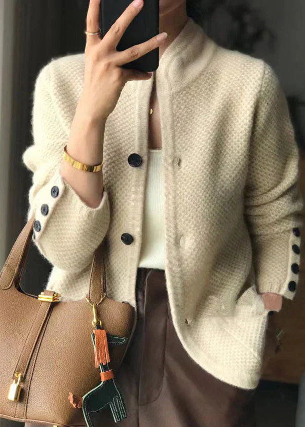 Zadie Women's Cardigan | White, Camel
