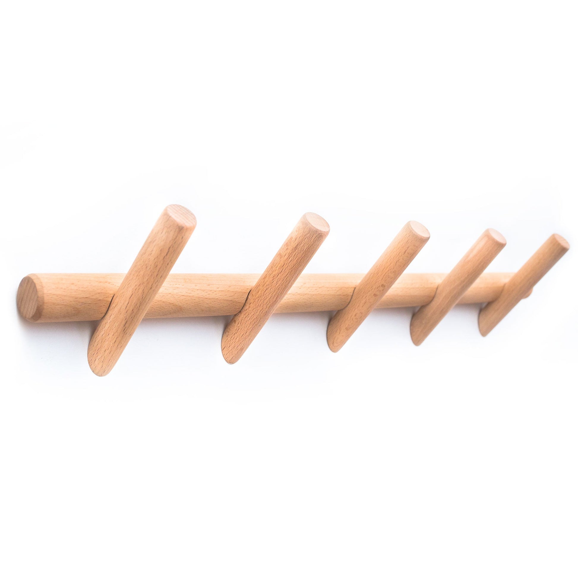 Stylish Wall Mounted Coat Rack with 5 Hooks – Natural Beechwood Hanger for Entryway, Bathroom, and Versatile Home Storage 2