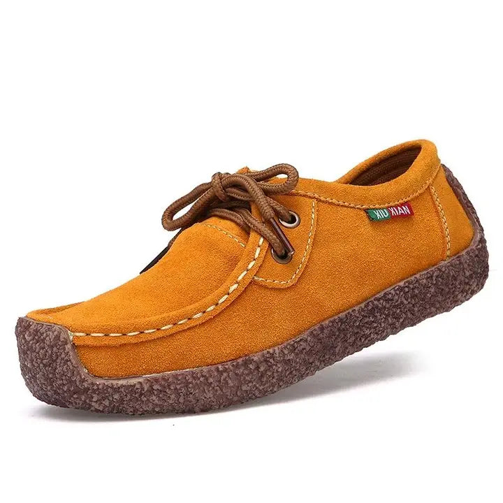 Wren Women's Suede Flats - fabric and finish detail