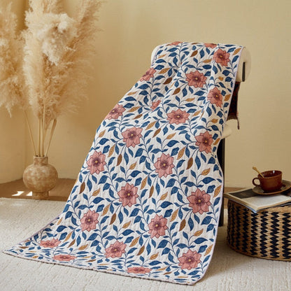 Cotton Gauze Bath Towel | Floral Leaf Print