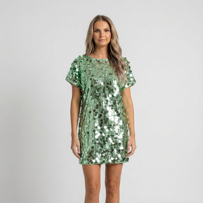 Robe cocktail à sequins pour femme Tina | 100 % polyester, coupe fluide