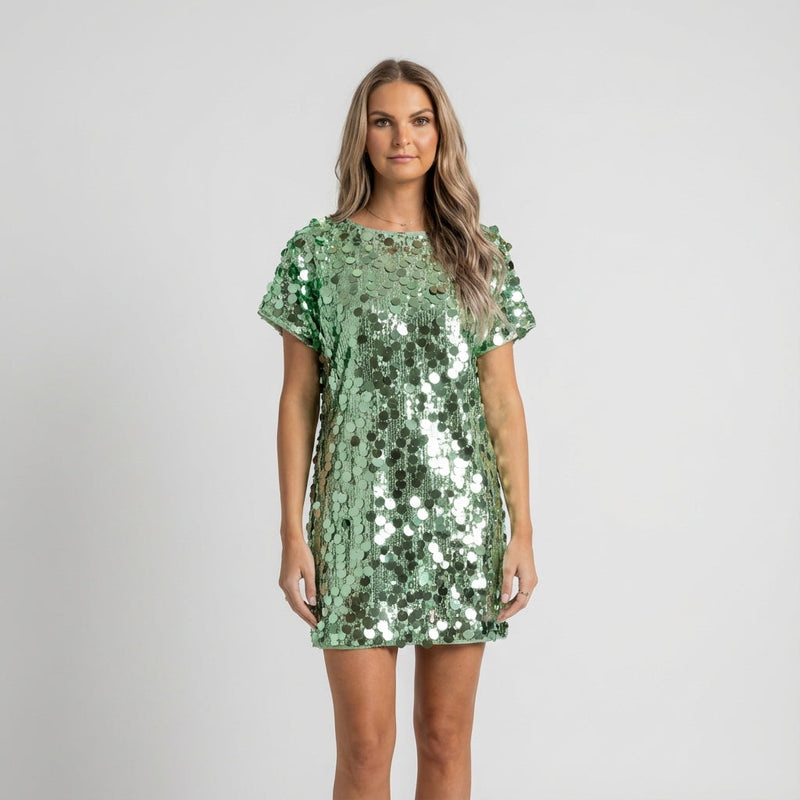 Robe cocktail à sequins pour femme Tina | 100 % polyester, coupe fluide