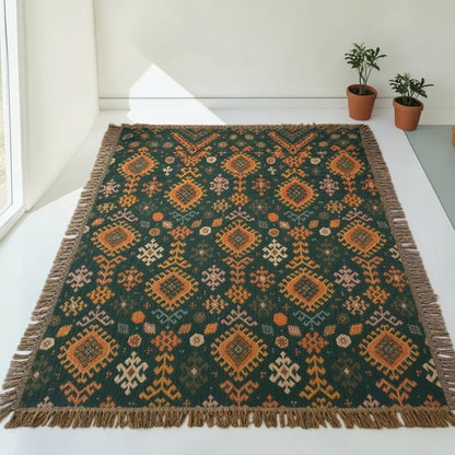 Tribal-Inspired Soft Geometric Fringe Blanket
