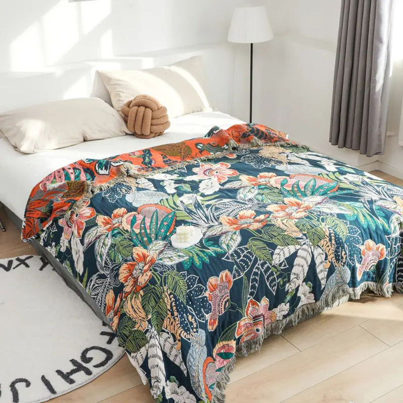 River Tropic Twilight Cotton Blanket | Cotton, Year-Round