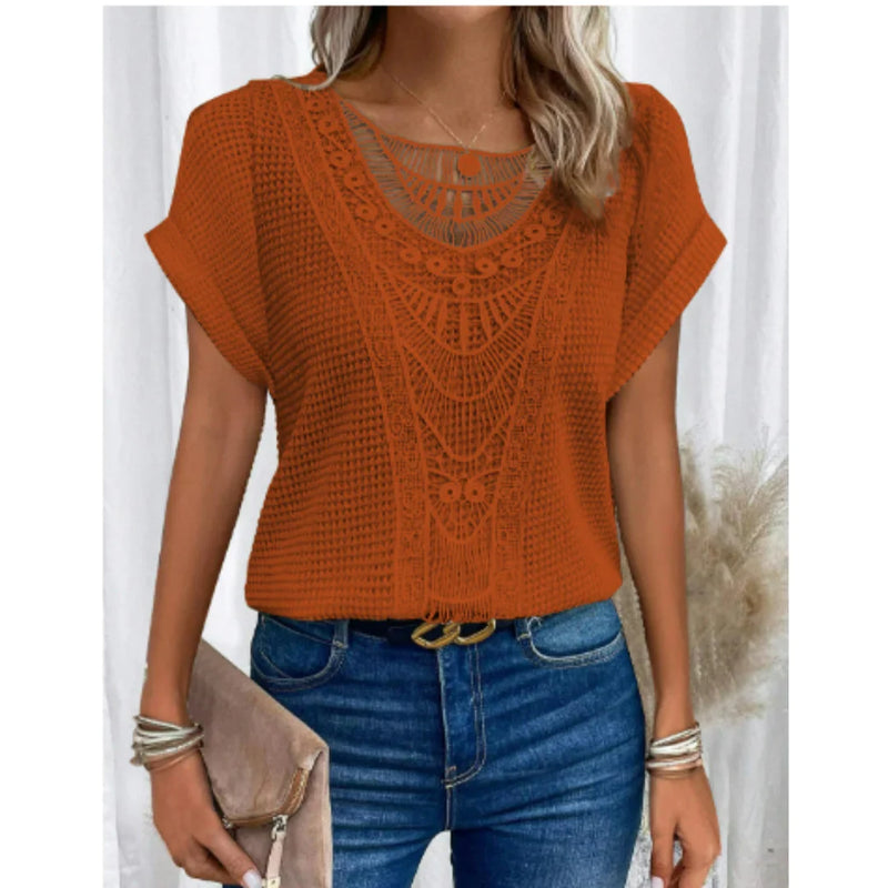 Colette Women's Crochet Top - fabric and finish detail