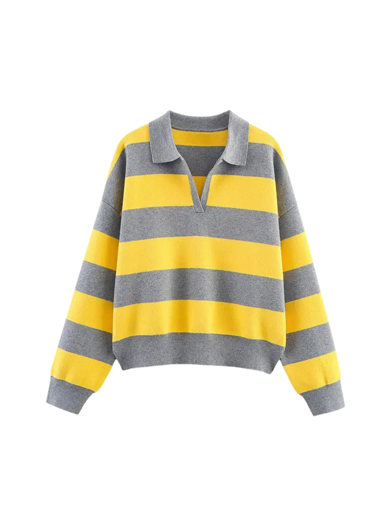 Tallulah Women's Striped Knit Polo - front view