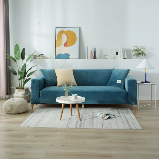 Velvet Couch Cover | Lake Blue Slipcover Sofa with Expandable Design | Durable Comfort for Stylish Living 1