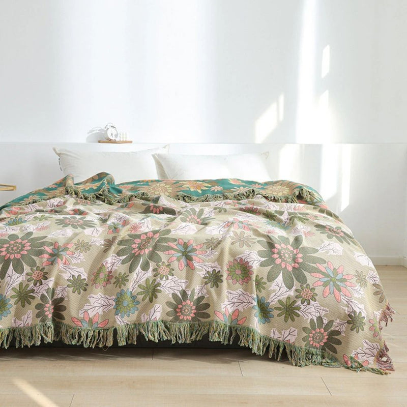 Bay Verdant Bloom Reversible Jacquard Blanket | Jacquard, Reversible