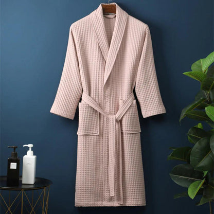 Waffle V-Neck Bathrobe for Men and Women - Soft Cotton, Adjustable Fit, Lightweight and Comfortable Robe for All Seasons 4