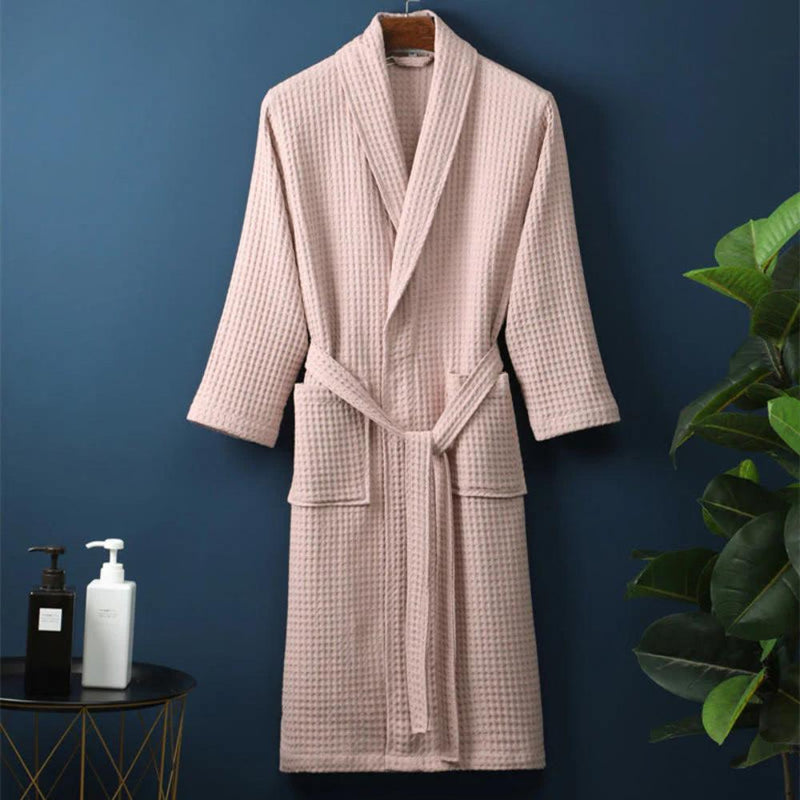 Waffle V-Neck Bathrobe for Men and Women - Soft Cotton, Adjustable Fit, Lightweight and Comfortable Robe for All Seasons 4