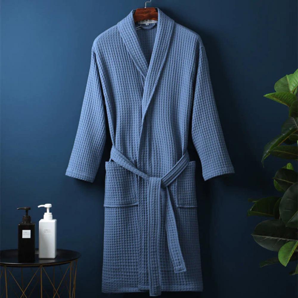 Waffle V-Neck Bathrobe for Men and Women - Soft Cotton, Adjustable Fit, Lightweight and Comfortable Robe for All Seasons 6