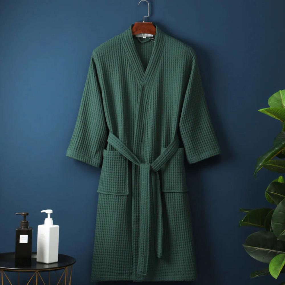 Waffle V-Neck Bathrobe for Men and Women - Soft Cotton, Adjustable Fit, Lightweight and Comfortable Robe for All Seasons 7