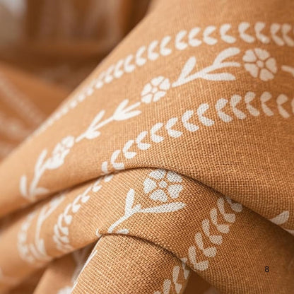 Wheat Pattern Beige Tassel Curtain | Embroidered, Country Style