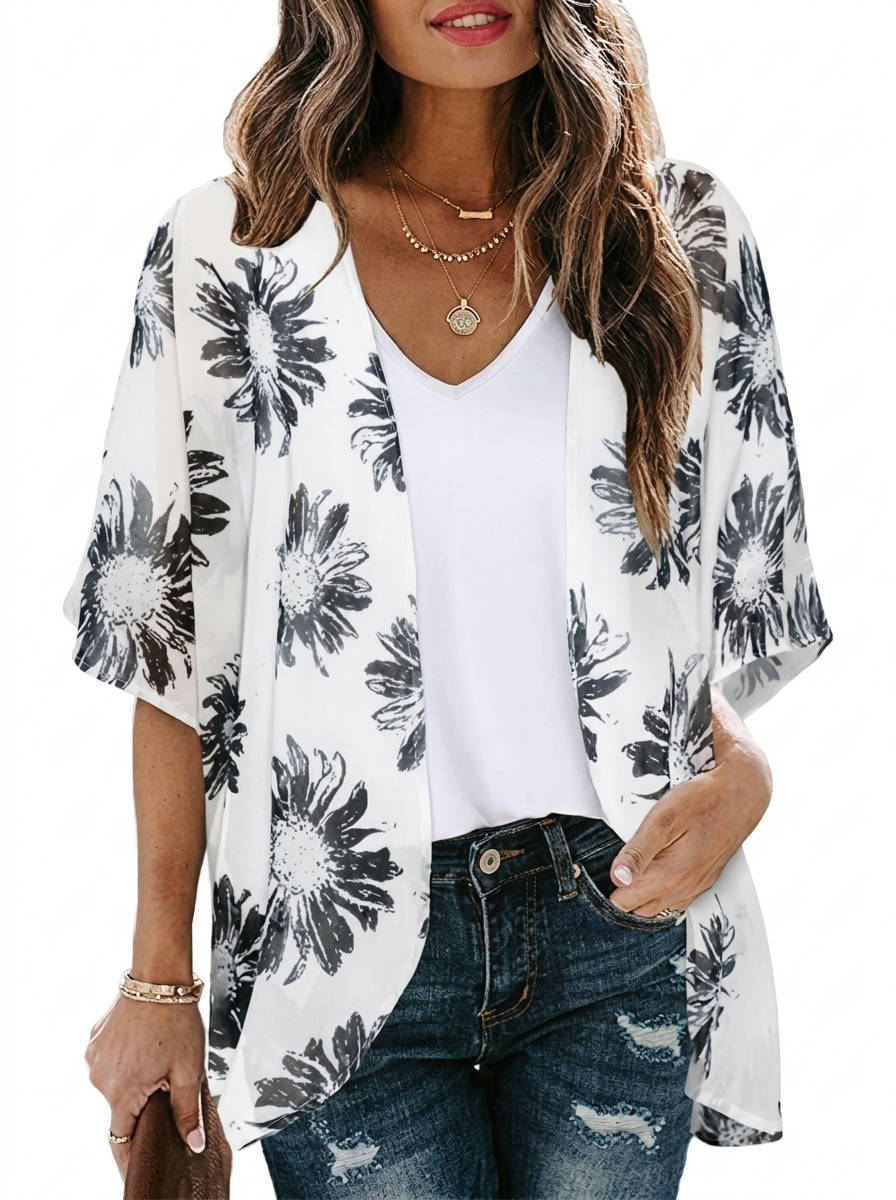 Giselle Women's Floral Cardigan - fabric and finish detail