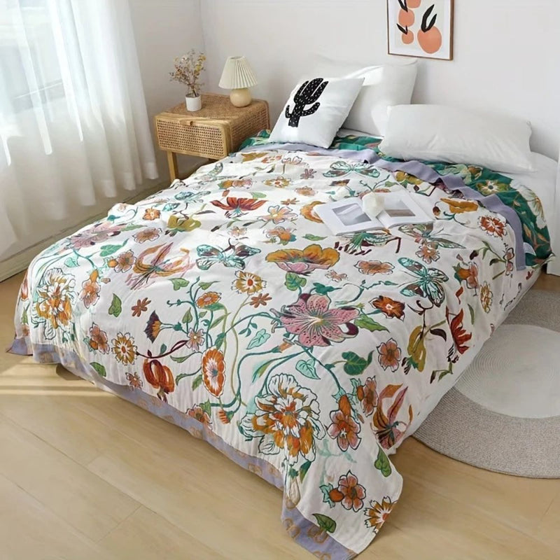 Wildflower Botanical Reverie Cotton Blanket | Cotton, Year-Round