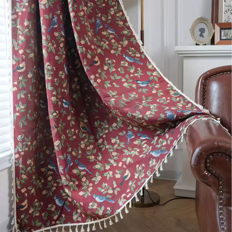 Wildflower Weave Tassel Curtain | Jacquard Fringe, Semi-Shading