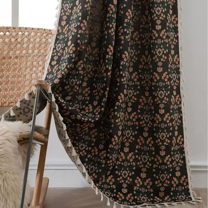 Wildflower Weave Tassel Curtain | Jacquard Fringe, Semi-Shading