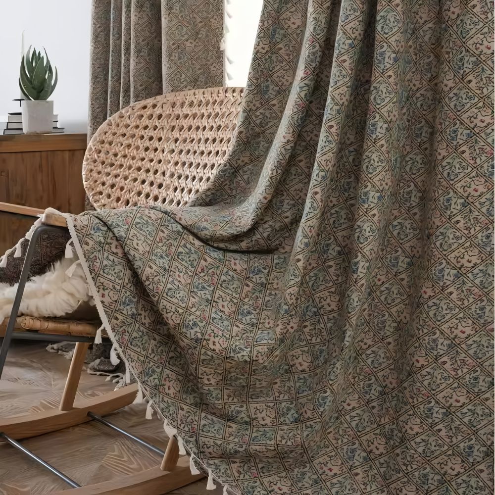 Wildflower Weave Tassel Curtain | Jacquard Fringe, Semi-Shading