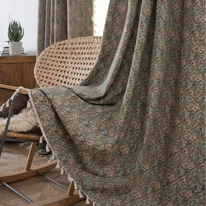 Wildflower Weave Tassel Curtain | Jacquard Fringe, Semi-Shading
