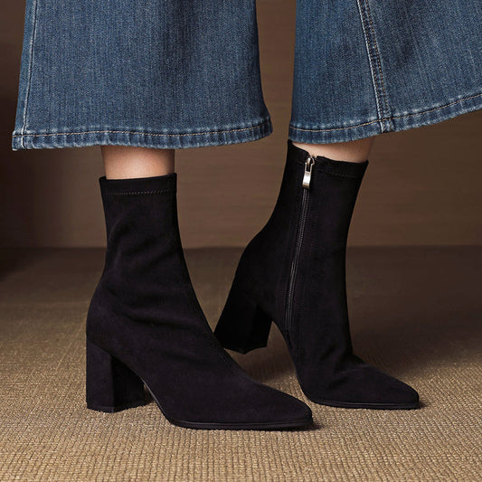 Lena Women's Block Heel Ankle Boots - styled view