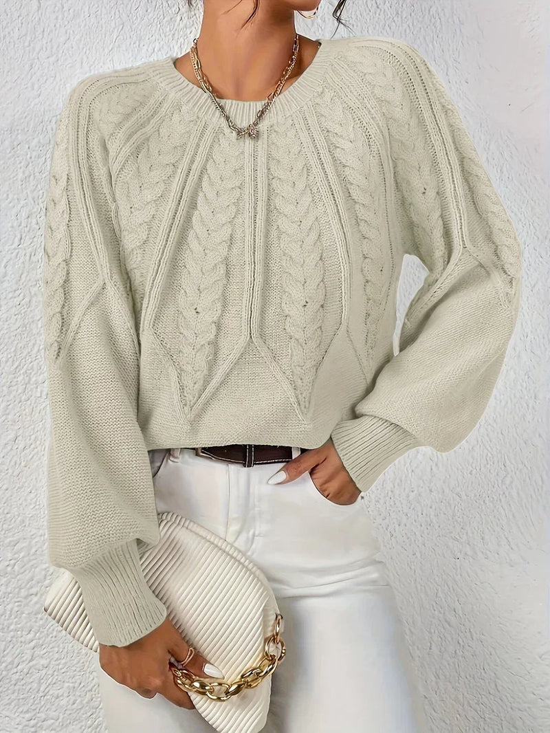 Iris Women's Cable Knit Sweater - styled view