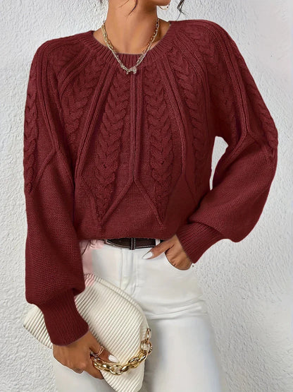 Iris Women's Cable Knit Sweater - fabric and finish detail