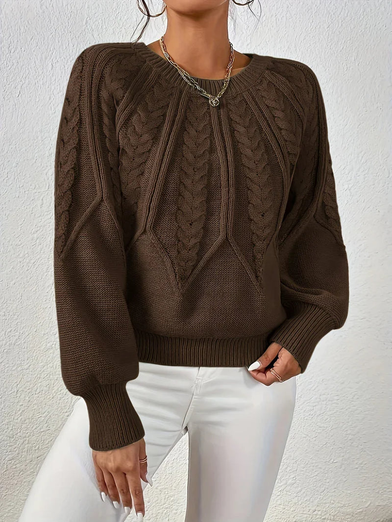 Iris Women's Cable Knit Sweater - close-up detail