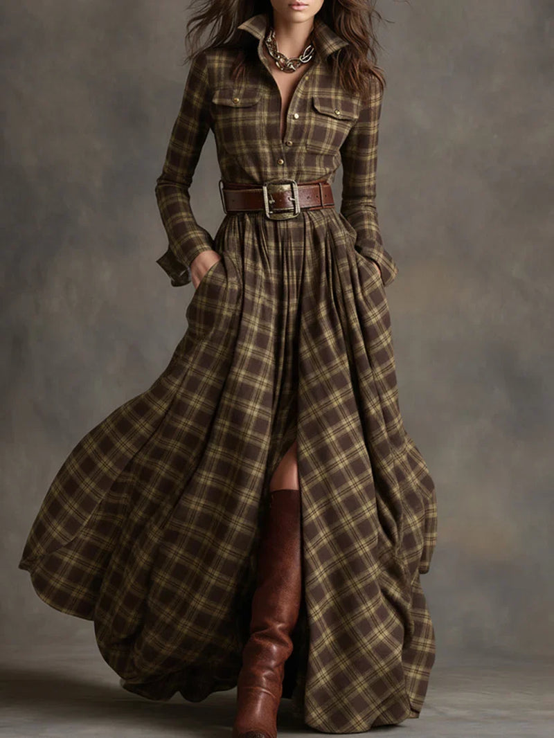 Esme Women's Plaid Shirt Dress - fabric and finish detail