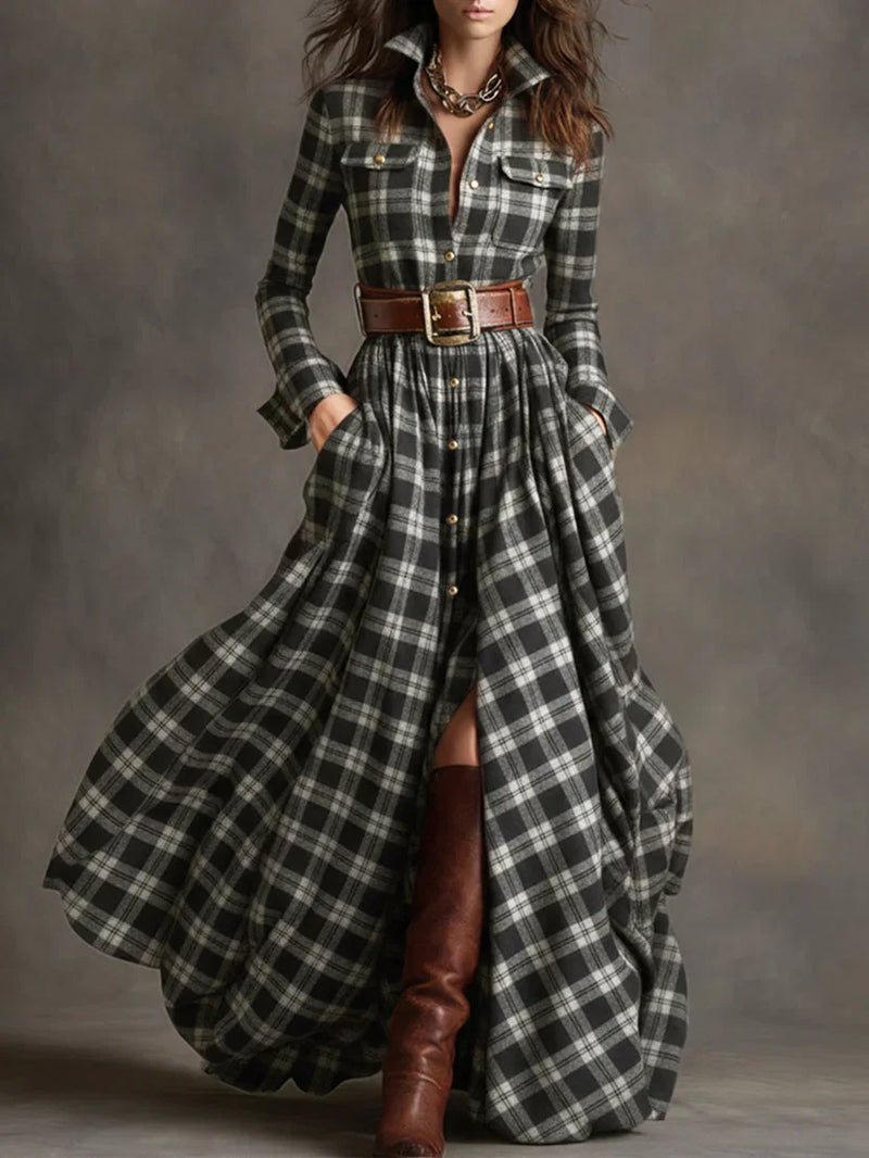 Esme Women's Plaid Shirt Dress - full-length view