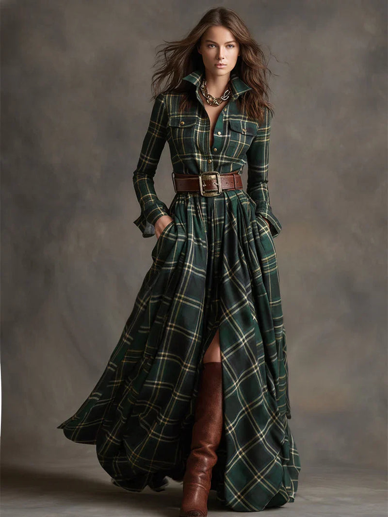Esme Women's Plaid Shirt Dress - styled view