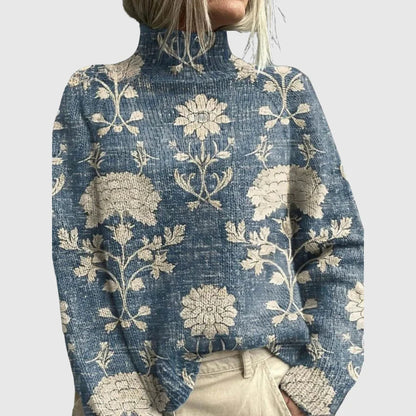 Rosa Women's Printed Sweater - fabric and finish detail