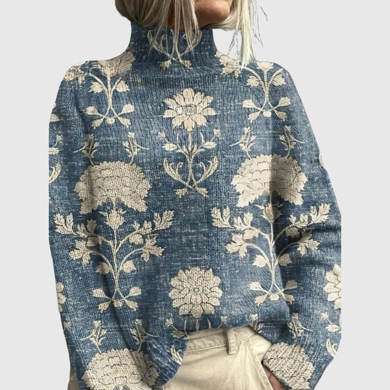 Rosa Women's Printed Sweater - fabric and finish detail