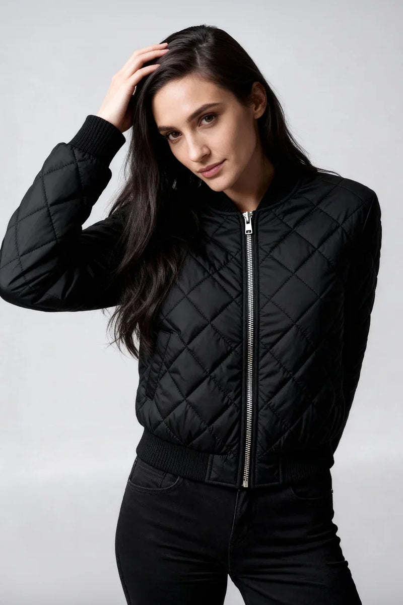 Mabel Women's Quilted Jacket | Bomber, Cropped, Zip
