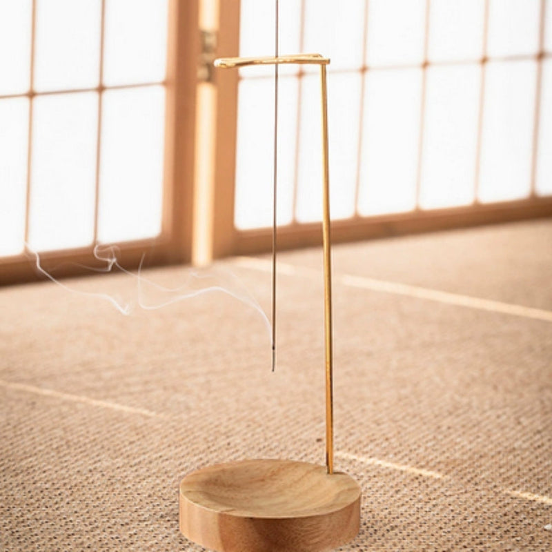 Handcrafted Wooden Incense Burner with Metal Holder